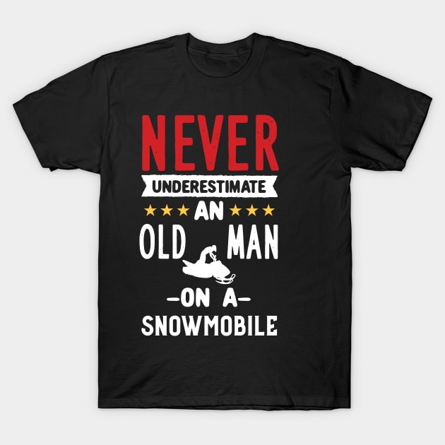 Snowmobiling - Old Man On A Snowmobile T-Shirt by Shiva121